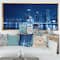 Designart - Blue Chicago Skyline Night - Cityscape Photo Framed Canvas Print